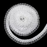 10 Yards 1.5' Pleated Ruffle Ribbon Wedding Organza Lace Edge, White Ruffle Chiffon Edging Trimmings, Two Tone Satin Organza Lace Trim for Wedding Clothing DIY Crafts