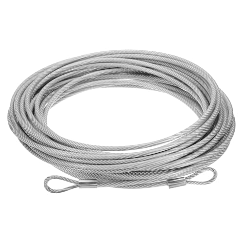 QUARKZMAN Cable De Acero Inoxidable 304 De 3/16 (5mm) 75 Pies (22.8m) Con Extremos Enlazados 7 X 19 Hebras Núcleo Revestido En PVC Cable De Avión Para Exteriores Aparejo Marino