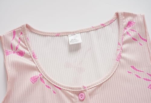 Vopmocld Girls Button Down Pajama Sets Sleeveless Tank Top with Shorts for Teen Girls Summer Casual Clothes Loungewear2