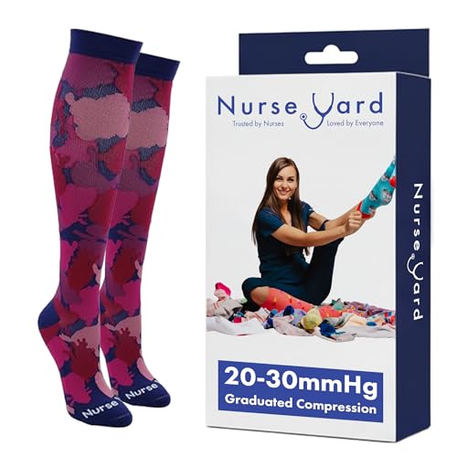 Image of Nurse Yard Compression Socks for Nurses - Women & Men - 20-30mmHg Graduated Compression, For Medical Staff, Athletes - 1 Pair
