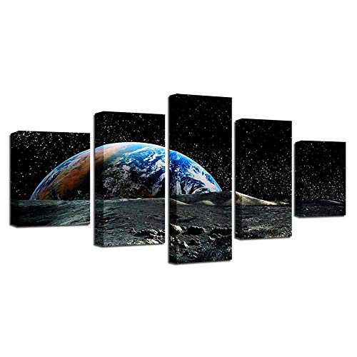 Impression sur toile voir la terre de la lune tableau mural HD 5 panneaux
