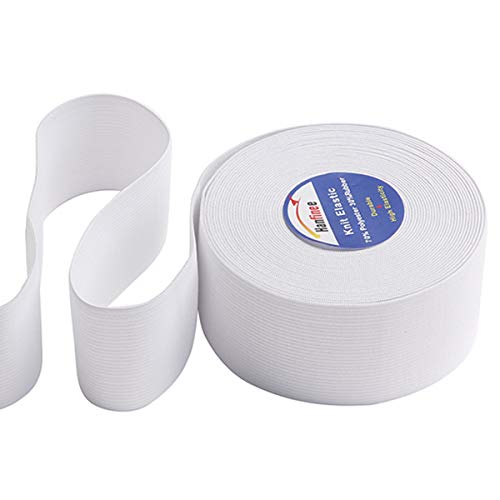 HANFINEE 2 Inch Wide Sew on Elastic Band Knitted Elastic with Heavy Stretch for Sewing Crafts DIY Waistband Bedspread Cuff (White 10 Yards)