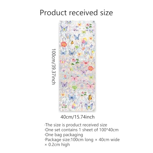 Vinilo decorativo para ventana mariposa y flores 15.75 x 40 in miniatura 5