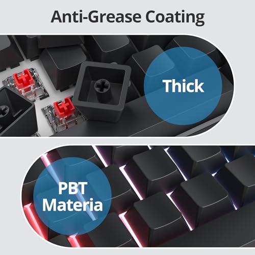 Image of Guffercty kred Black Blank Keycaps Thick PBT Cherry Profile, 129 Keys Minimalist Dolch Keycap Set with 7U Spacebar for Mechanical Keyboard(Blank Black)