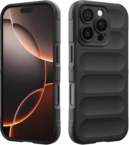 Image of ShieldTech AirGuard Series Back Cover Case for Apple iPhone 16 Pro Max | Microfiber Lining | Airbag Cushion Drop Protection | Shockproof Silicone Cover | Anti Slip Grip - Black for iPhone 16 Pro Max