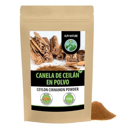 Canela de Ceilán en polvo (500g), Canela Ceylan, especia 100% natural, suavemente secada y molida, vegana y sin aditivos