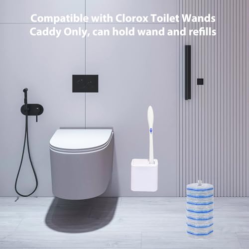 Image of Wall Mounted Holder Fit for Clorox Toilet Wand, Compatible with Clorox Toilet Wand Holder only, Automatic Open and Closing Lid Design, White