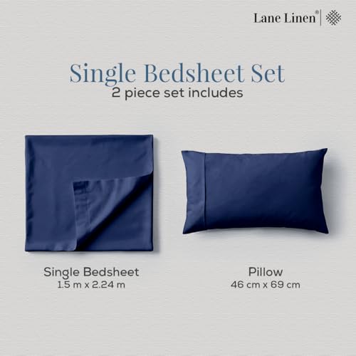 Image of LANE LINEN Symphony 100% Cotton 144TC Single Bedsheet Set, 2 Piece, Printed