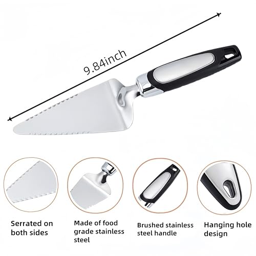 Pie Server Spatula,Stainless Steel Cake Cutter Slicer,Pizza Tart Dessert Cutter,Black