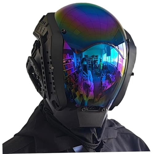 Masque punk futuriste pour festival de musique et soirée Halloween à thème cyberpunk mécanique