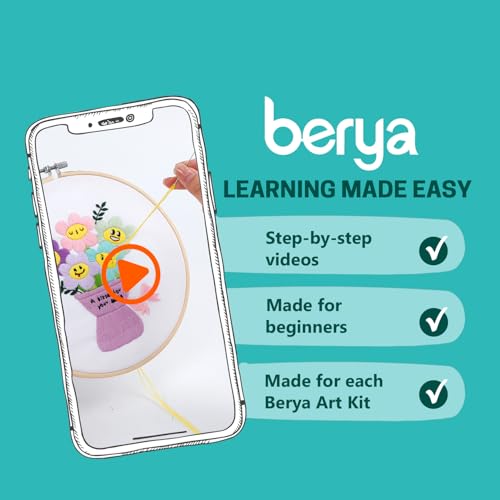 Image of BERYA Embroidery Kit for Adult Beginners, Funny Flower Embroidery Kit with Step-by-Step Instructions & Video, Printed Cloth, 7.87 inch Hoop, Display Stand, Color Threads and Tools for Craft Lover(BEF021)