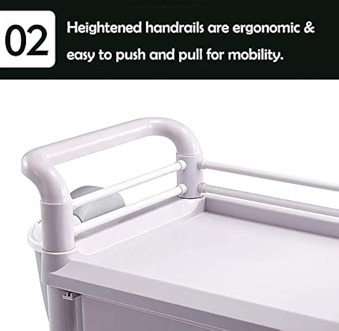 Multifunctional Storage Trolley,Kitchen Utility Cart 3 Tier Abs Beauty Salon Cart with Dirt Bucket,Mobile Cart with Brake Wheel,Utility Rolling Trolley Movable Hand Trucks-KWlzk2ZA