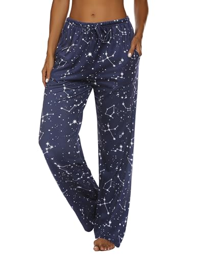 Image of Ekouaer Women Pajama Pants Comfy Pj Bottom with Pockets Stretch Plaid Sleepwear