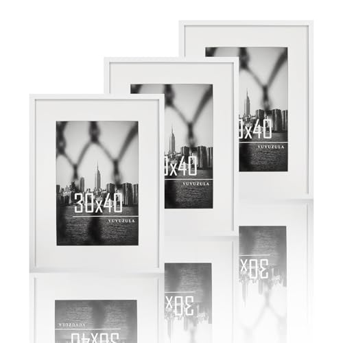 VUVUZULA Bilderrahmen 30x40cm Weiß 3er Set Fotorahmen Rahmen mit Passepartout Posterrahmen