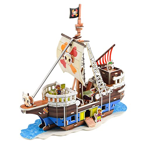 Toysical 3D Puzzle Set Q Pirate Ship Diy Sailing Boat Model Kits & Toys For Kids Gifts For Birthday, Christmas & New Year Building Hobbies, Crafts & Projects, 3D Puzzles For Kids Ages 8-10 #TOP7