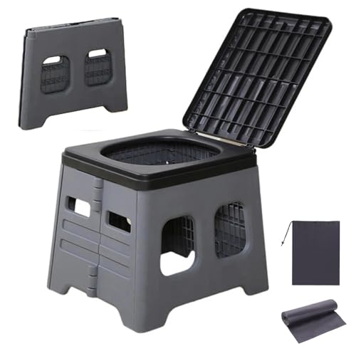 Ccarzzi Camping Toilet Portable Toilets for Adults, Compact Foldable Travel Toilet with Garbage Bags and Storage Bag, 150 KG Load Capacity, for Fishing, Camping, Hiking(Gray)