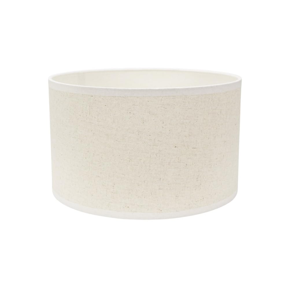 ValueLights | Small Easy Fit Natural Linen Drum Light Shade with a White Trim Bedroom Hallway Lampshade | Shades, Home Décor & Improvement Essential | Included LED Bulb | 250mm Shade Width