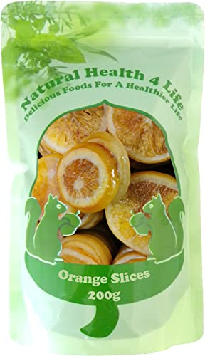 Natural Health 4 Life Glace Candied Orange Slices 200g Vegan Dried Orange Slices Dehydrated Dried Fruit for Cocktails Cake Decorating Baking and Jam Making (1 Bag)