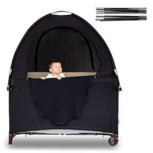 Acrabros Pack-N-Play-Tent,Darkening-Mini-Crib-Canopy-Cover,Patented Safety Portable Design,Stretchy Breathable Netting…