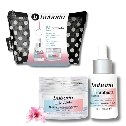 Babaria - Pack Regalo Mujer Microbiota con Sérum y Crema Facial | Función Barrera | Prebióticos y Ácido Hialurónico | Equilibra e Hidrata | Antiedad y Antiacné - 30 ml + 50 ml