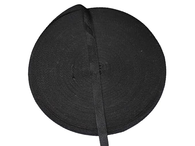 Bhavya Enterprises Twill Tape Ribbon 100% Cotton Natural Color 10 Meter Webbing Tape Herringbone Tape Bias for DIY Crafts Sewing (1/2 Inch Wide) (Black)-picture-24