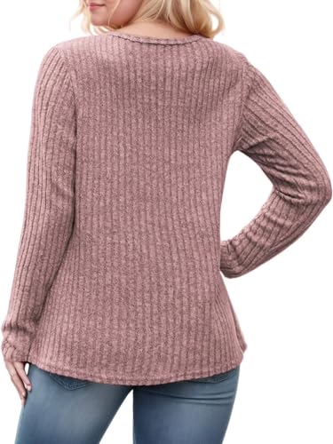 Image of DOLNINE Womens-Plus-Size-Tops Casual Long Sleeve Shirts Trendy Button Side Split Fall Cute Tunic Sweatshirts XL-5XL