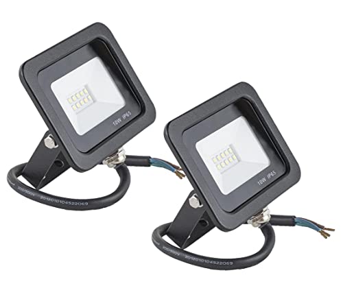Popp® Pack x2 Floodlight LED Foco Proyector LED Negro para Exterior 10W Luz blanca 6000K Eficiencia Luminosa 85LM/W Protección contra Sobrevoltajes Resistente al Agua IP65 (6000K, 10W)