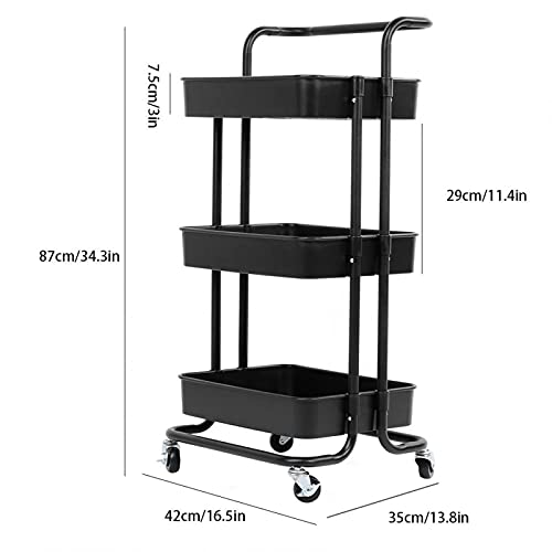 Anti-corrosie ABS stalen buis multifunctionele opbergtrolley keuken organisator voor badkamer(zwart) - Image 5