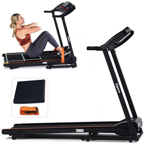 Image of Ksports Foldable 16.5 Inch Cardio Fitness Portable Treadmill with Bluetooth Connectivity, LCD Display, and Tracking Apps for Home Gym Equipment, Black