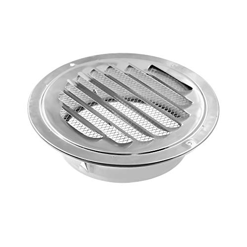 Yoohey 5.5 Inch Round Soffit Air Vent Stainless Steel Louvered Grille Cover Vent Hood Wall Air Vents with Built-in Fly Screen Mesh