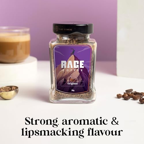 Rage Coffee Original Coffee Blend 100% Pure Arabica Beans | Instant Coffee for Smooth Aroma & taste, Hot and cold coffee) (Original Unique Blend, 50g)