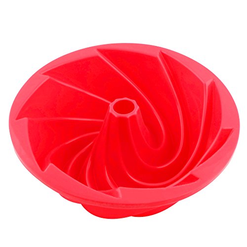 Foto von Vicloon Gugelhupfform Silikon, 9 Zoll Silikonbackform, Silikonform Backen Backformen Pfanne, Tortenformen, Gugelhupfform, Muffinform, Besondere Backform für Küche, Brot, Backen - Rose Form, Rot