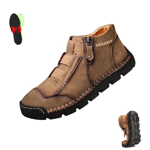 Matufit Shoes for Men, Men's Genuine Leather Waterproof Non-Slip Fashionable Orthopedic Shoes, Lightweight Loafers Mid Top