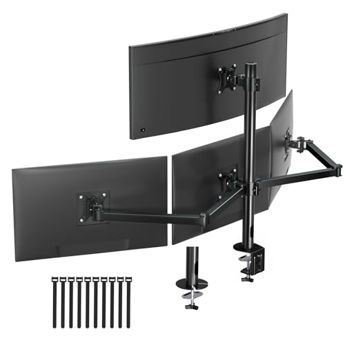 Soporte para 4 monitores para 17'-32' – Soporte de pantalla para 4 monitores para pantallas LED LCD, altura regulable, soporte de mesa uno encima del otro, 10 kg por brazo, VESA 75/100, negro