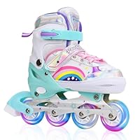 Rollschuhe Kinder für Mädchen/Kinder/Jugendliche , Verstellbare 4 Größen Inline Skates mit Leuchtenden Rädern für Kinder Mädchen, geeignet für den Innen- und Außenbereich