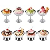 8 Pcs Ice Cream Bowl, 7 Oz Stainless Steel Footed Dessert Cups Ice Cream Cup Small Sundae Bowl for Dessert Sundae Pudding Salad Cocktail Condiment Trifle (Tall+Short)