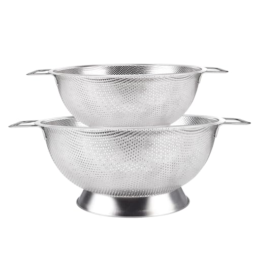 Immagine prodotto: YC Kitchen 2 Colapasta in Acciaio inox, Scolapasta da Cucina in Acciaio inox con Manici, Colino,Lavabile in Lavastoviglie,22,5cm & 28,5cm