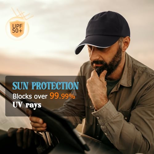 Image of Waterproof Baseball Cap for Men Women, UPF 50+ Breathable Quick-Dry Rain Hat for Running Golf Hiking