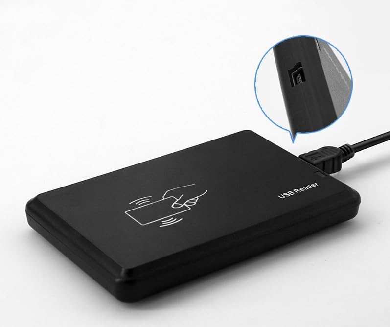 13.56MHz RFID Contactless Smart Card Reader, ISO14443A USB Proximity IC Card Sensor, Plug & Play with 5PCS IC Cards + 5PCS Key Fobs, Compatible with Windows XP/Vista/7/10/2000 & Android OS