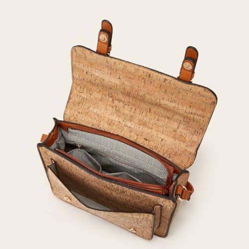 Cork - Textured PU Crossbody Bag Floral Patchwork Boxy Messenger Bag Retro Ethnic Print Shoulder Purse4