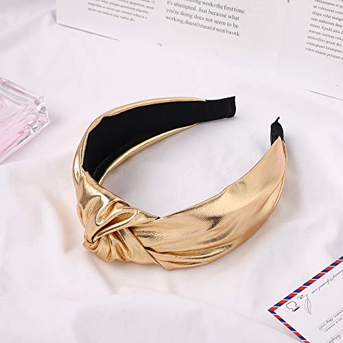 Women's Headband, Luminous PU Headband, European and American Plain Face Wash Headband, Wide Retro Headband, Headband - Image 2