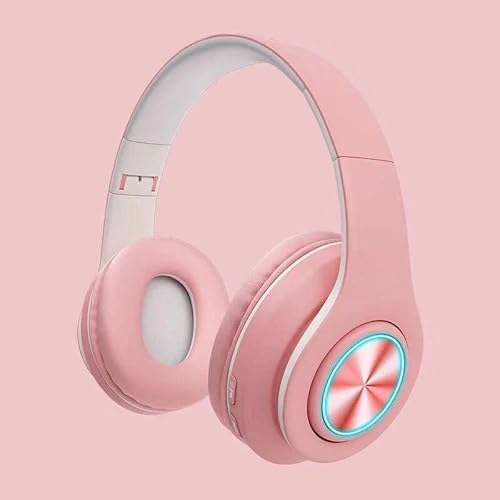 Wireless Bluetooth Headset Color Led Light Gaming Headset Stereo Headset With Mp3 Player Microphone Headset Sr850 (Pink, One Size) #TOP3