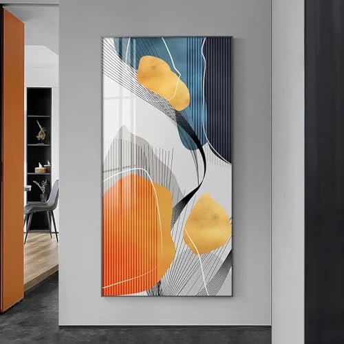 Toile peinture abstrait doré 60x150cm au style nordique pour salon