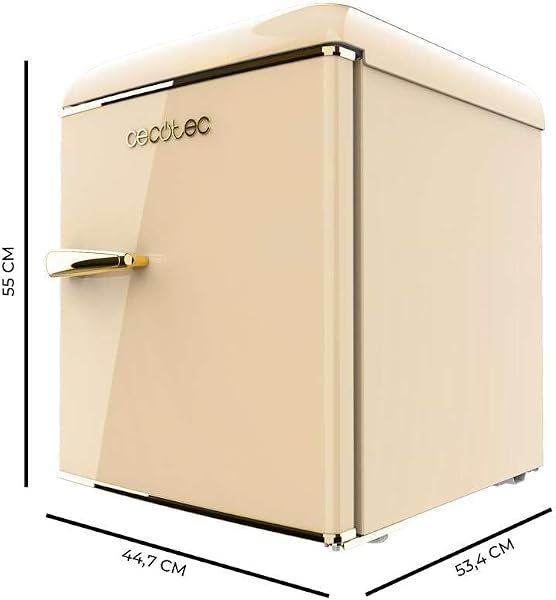 Cecotec Mini Frigo Bolero CoolMarket TT Origin 45 Beige E. Réfrigérateur Hauteur 55cm et Largeur 44,7cm, Classe Énergétique E, Bac à Glace et Poignée Chromée, Beige - 2