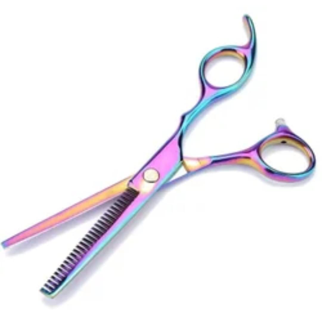 Doberyl Barber Hair Cutting Scissors Colorful Hairdressing Salon Scissors Stainless Steel Haircut Thinning Shears for Women/Men/Kids/Pets (Rainbow)-image-24
