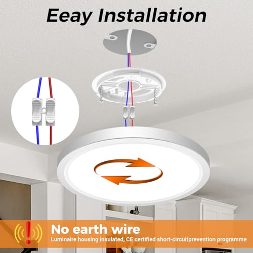 slochi Deckenlampe LED Deckenleuchte Flach, Ø18CM 3Farben 15W 1500LM Weiß – Ansicht 5