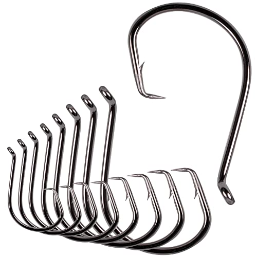 50 Pack Circle Fising Hooks,2X Saltwater Fishing Hooks Offset Octopus Catfish Bulk Fishing Hooks For Bass With Tackle Box Size 1/0 #TOP6