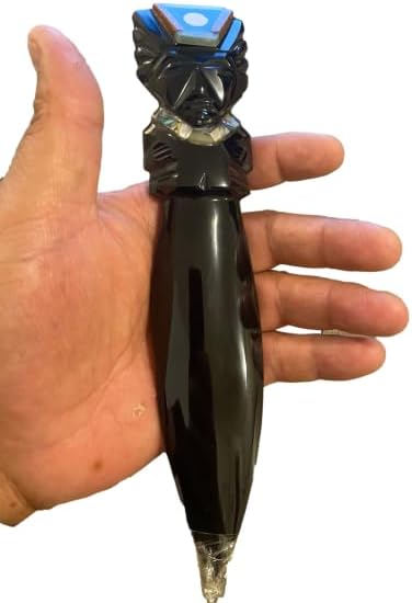 Miniatura 5 de Abridor de letras de obsidiana negra de 7.8 pulgadas, pulido y grabado hecho a mano por artesanos, figura, piedra de pisapapeles, artesanía