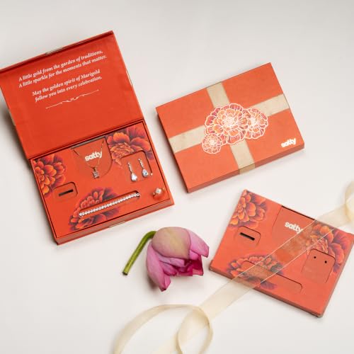 Image of SALTY Raksha Bandhan Jewelry Gift Box for Sister, Brother, Bhaiya & Bhabhi | Stylish Rakhi Gift Hamper | Festive Gift for Siblings | Elegant Luxury Gift Box