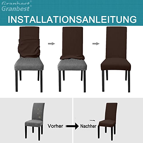 Granbest Premium Wasserdicht Esszimmer Stuhl Abdeckungen Satz Von 4, Stretch Hohen Zurück Stuhlhussen Slipcover Für Esszimmer… – Ansicht 6